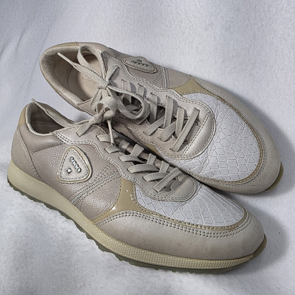 ECCO Women's Sneakers Leather and Suede in Gravel and‎ Beige EU 40 US 9 9 1/2